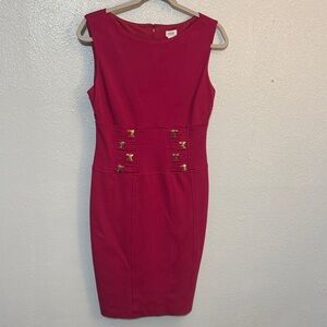 Cache Pink Sheath Dress Gold Accents Business Casual Cocktails Wedding Guest 8